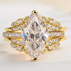 Effinny Marquise Cut 2.5ct Insert Wedding Ring Set,5A Cubic Zirconia Bridal Jewelry, Anniversary Ring for Women Outdoorfun