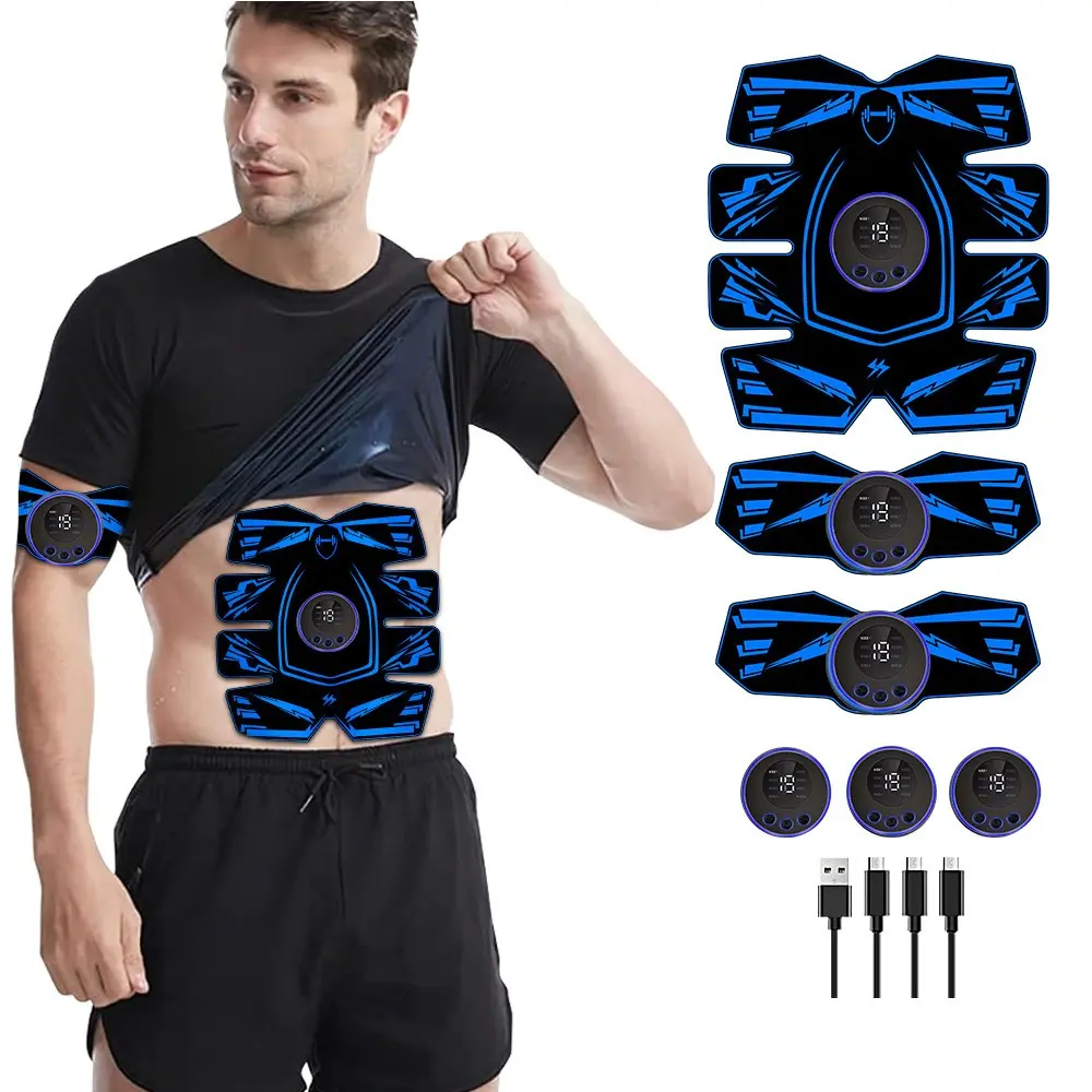 USB Rechargeable Abs Stimulator, Stim Tool, Electric Abdominal Muscle Trainer, Ab Toning Belt for Men & Women, Home Gym Fitness Equipment, Workout Enhancer
