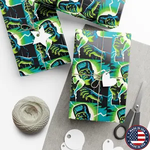 Frankenstein Classic Monsters Gift Wrap Paper, Holiday Gift Wrap, Wrapping Paper, Spooky Wrapping, Vintage Halloween, Retro Halloween