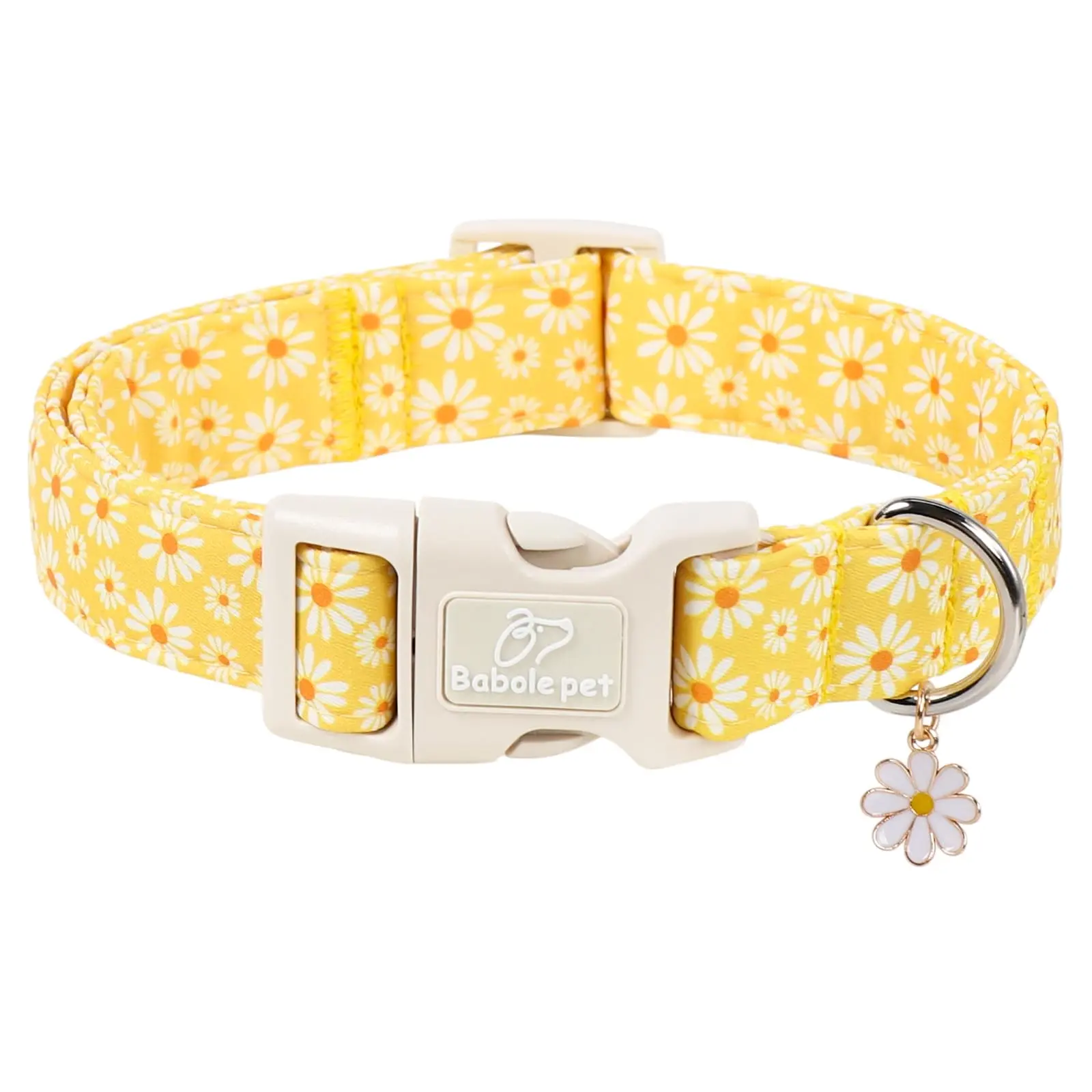 Yellow Daisy Dog Collar — Lightweight Adjustable Floral Collar with Safety Buckle for Small to Large Dogs