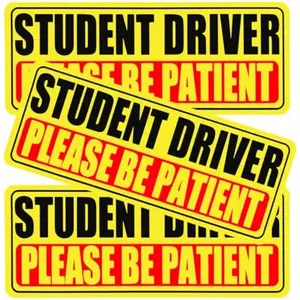 Student Driver Magnet for Car, 3 Pack Please Be Patient New Student Driver Sticker Safety Warning Reflective Signs, Reusable Magnetic Reflective Rookie Drivers Bumper Sticker