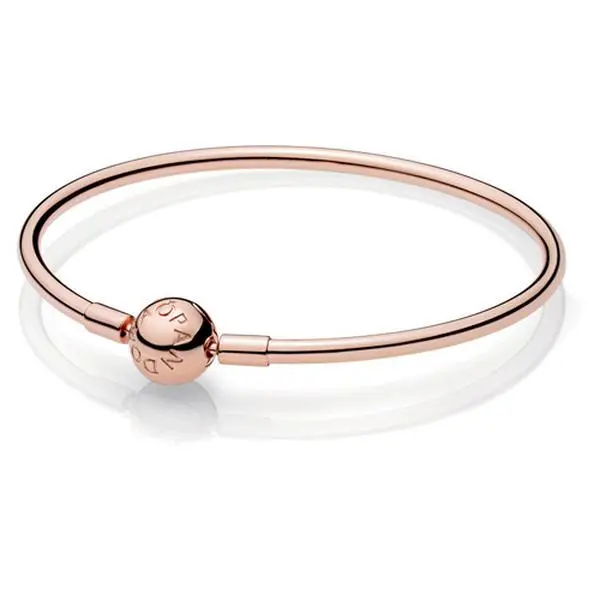 Pandora Moments Bangle Silver Tone Women's Jewelry 17 587132-17, Adults, Silicone-Lined Clips
