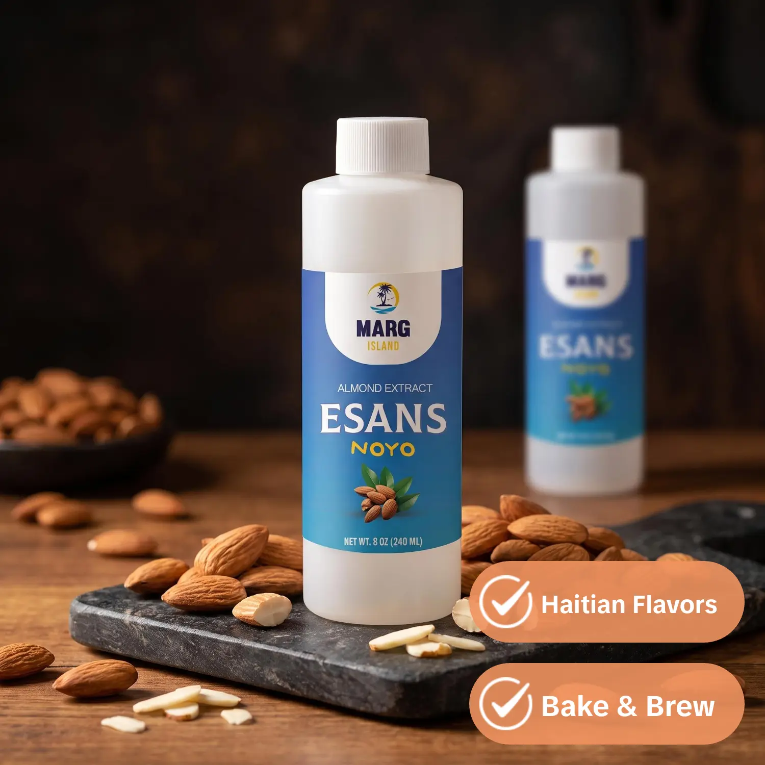 Marg Island Esans Noyo – Haitian Almond-Style Flavoring – Baking and Drink Essence
