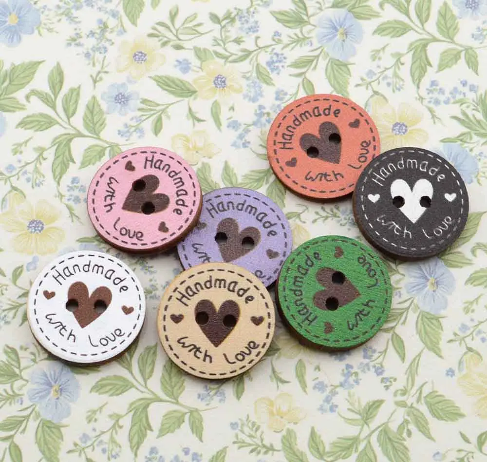 Handmade With Love Wood Buttons
