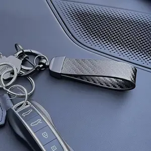 Fashion Carbon Fiber Pattern Keychain Lanyard Business Gift Key Chain Men Women Car Key Strap Car Key Accessory Waist Wallet KeyChains Keyrings