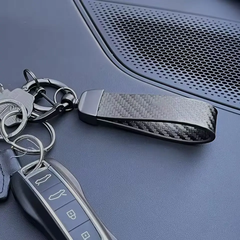 Fashion Carbon Fiber Keychain with D-Ring and Clip, Premium Car Key Ring Lanyard, Elegant Business Gift, Suitable for Men and Women, Key Rings for Car Keys, Car Key Chains
