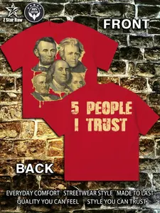 Men's & Women's 5 PEOPLE I TRUST, MONEY IS MY MOTIVE FRANKLIN Graphic T-Shirt - 100% Cotton Y2K Streetwear Tee with Franklin Currency Print, Loose Fit Round Neck Casual Shirt for All-Season Wear, Machine Washable