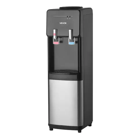 【Fallpicks】VEVOR Top Loading Water Dispenser - Stand-Alone Water Coolers & Dispensers with Hot/Cold Tap, Smart Temp Control, Automatic Re-Heating, 3 or 5 Gal Compatibility, Stainless Steel Build, Child Lock, Cup Holder, Ideal for Homes, Offices