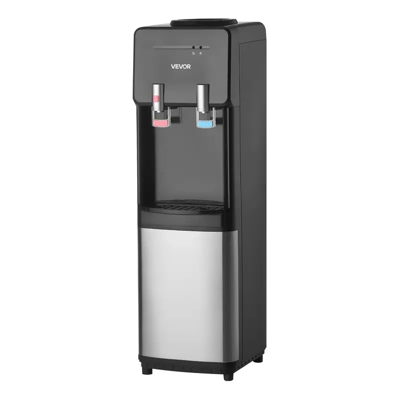 【Fallpicks】VEVOR Top Loading Water Dispenser - Stand-Alone Water Coolers & Dispensers with Hot/Cold Tap, Smart Temp Control, Automatic Re-Heating, 3 or 5 Gal Compatibility, Stainless Steel Build, Child Lock, Cup Holder, Ideal for Homes, Offices