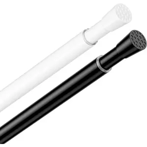 2 Pack Adjustable Tension Curtain Rods 24-36 Inch 1/2'' Diameter No Drilling Spring Loaded Rod 1 Black 1 White for Windows Kitchen Closet Doors