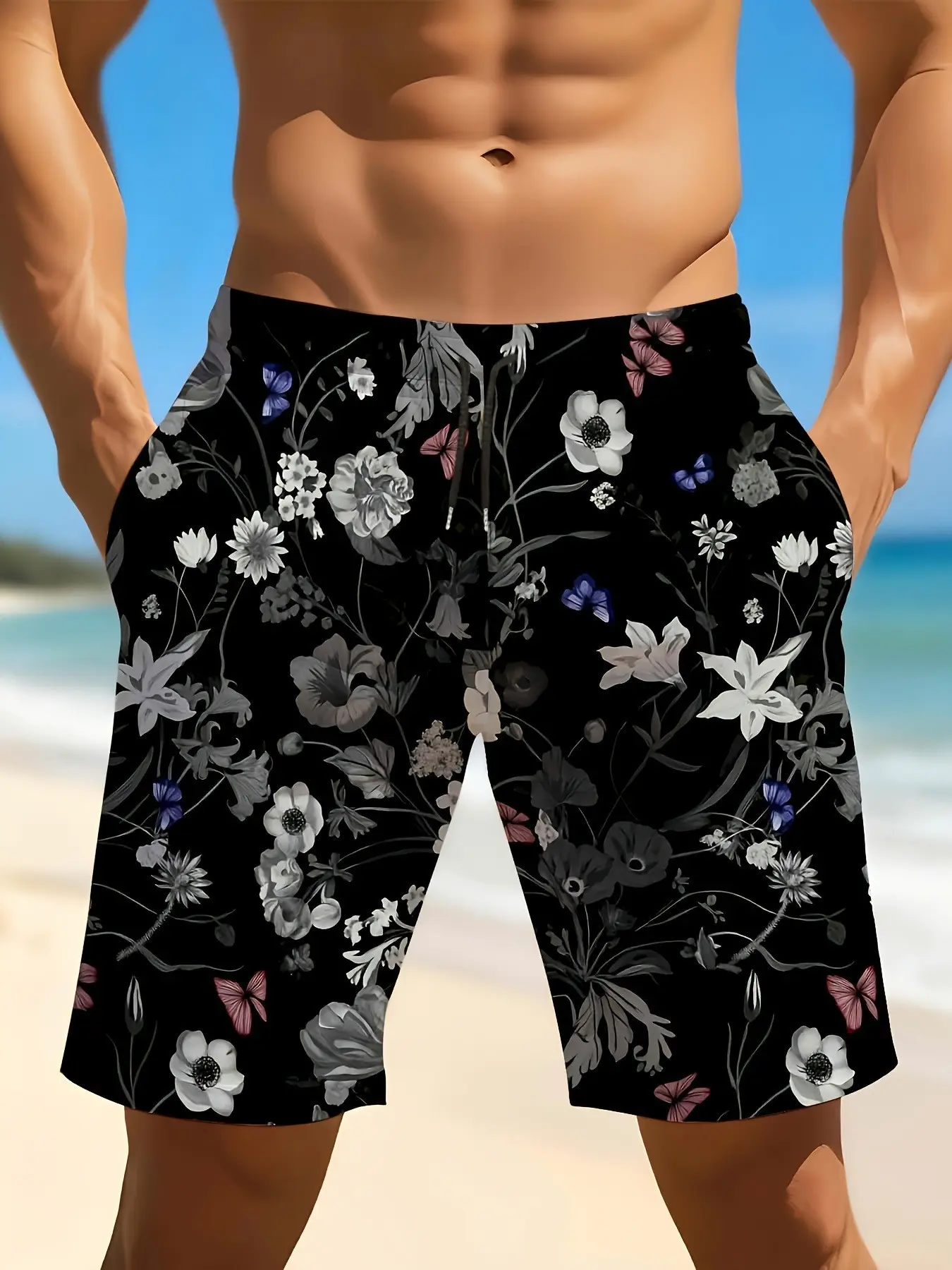 Polynesian Totem Colorblock Beach Shorts, Fashion Casual Hawaiian Shorts, Breathable Cool Fabric, Drawstring Design, Summer Must-Have