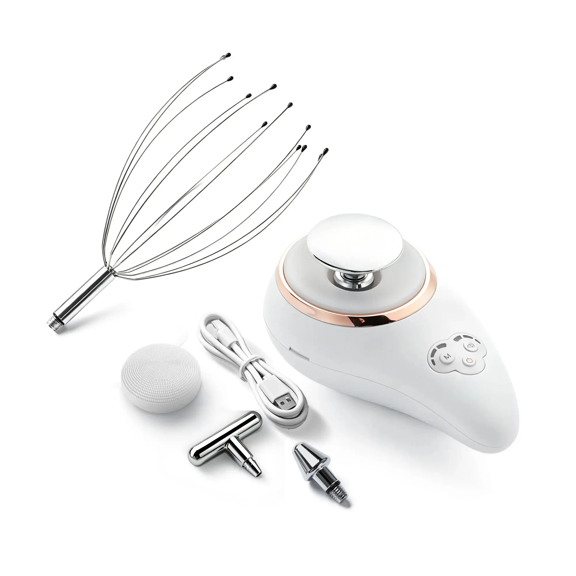 LIFEVIBE VAT Glow Prime Sonic Vibration Massager - 4 Massage Heads, 3 Modes, USB-C Rechargeable for Face, Scalp & Body