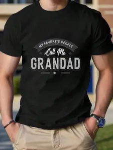 Grandad Graphic T-Shirt for Men, Funny Casual Streetwear in 100% Cotton with "My Favorite People" Slogan, Short Sleeve Round Neck