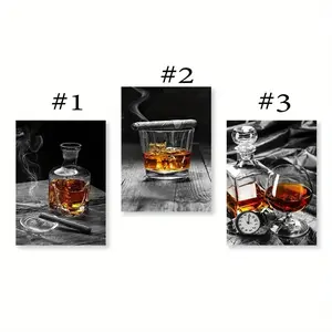 Ci gar Whiskey Wall Art, Wine Liquor Still Life Posters,Black And White Poster