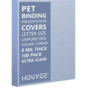 100 Pack Ultra Clear Binding Presentation Covers, Clear Report Covers, Polythylene Terephthalate, 8 Mil, 8-1/2 x 11 Inches, Letter Size