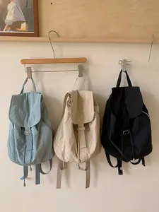 Trendy Lightweight Nylon Backpack for Women, Casual Drawstring Closure Travel Bag, Simple Style Bookbag for College Students, Backpack for School