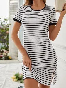Women's Striped Dress, Fitted, Comfortable and Versatile, Perfect for Commuting and Dates, Stylish All-Season Wear