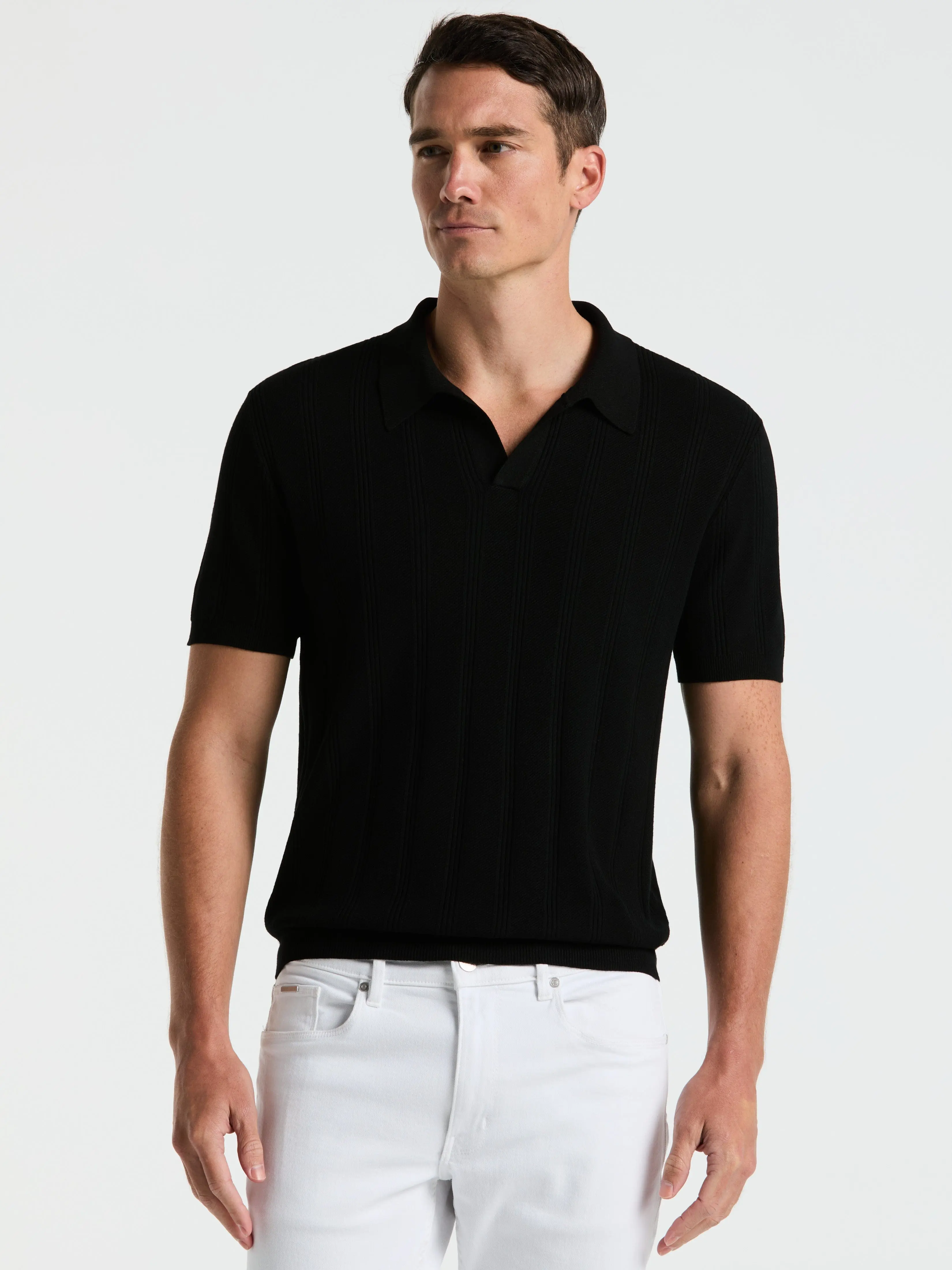 Mesh Stripe Sweater Polo