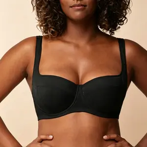 Plus Size 4mm LightlyPadded Balconette Bra Underwire Lifting Support GlassShimmer Fabric Enhanced 0.5-1 Cup Size U Shaped BackSmoothing Wider Padded Straps Sexy Demi Low CutNatural Push Up for Big Bust Women
