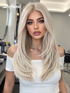 Smooth Blonde Balayage Glueless HD Lace Frontal Wigs with Dark Roots, Pre-Cut Non-Adhesive Design, Natural Look 26 Inches, Perfect for Daily Wear & Special Occasions, Glueless Frontal Wig