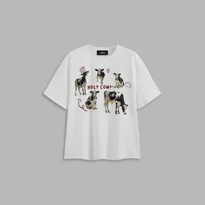 Cider Round Neckline Holy Cow Graphic Oversized Tee