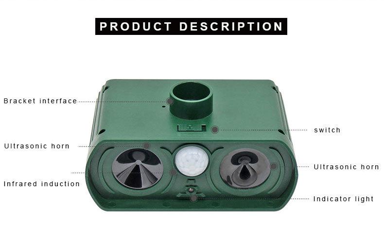 4-Pack Solar Ultrasonic Animal Repellent - Deter Deer, Rabbits, Squirrels for Yard Garden