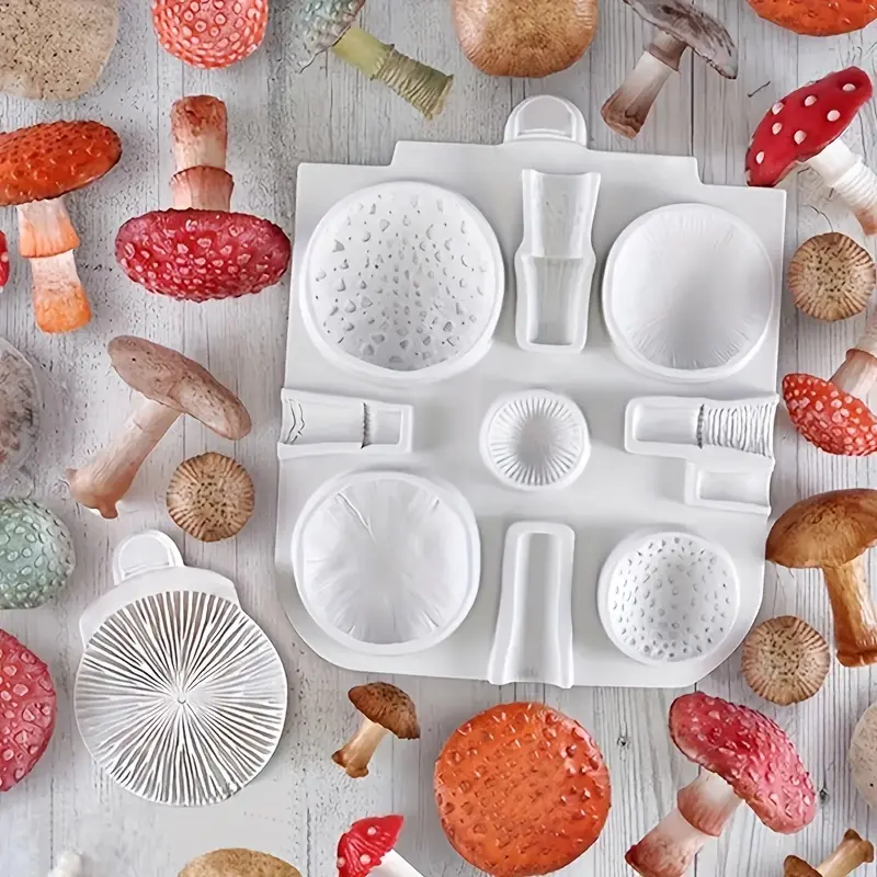 2pcs Silicone Mold, Mushroom Shaped Fondant Chocolate Biscuit Mold, Cake Decoration Mold, Soap Resin Clay Gypsum Mold, Kitchen Accessories, Baking Tools, DIY Supplies, Reusable Mold, Silicone Baking Molds, Silicone Molds For Chocolate