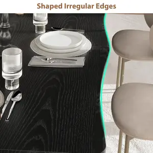 Garvee Modern Dining Table, 78.7" Large Kitchen Table for 6-8 People, 15mm Thick MDF Top & Metal Frame, Unique Horizontal Wave Design, Waterproof Scratch-Resistant, for Kitchen, Dining Room, Black