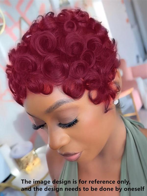 Human Hair Pixie Cut Wig, Short Curly Wavy Wig with Bangs, Natural, Rose Net Cap, Elegant Style for Women, Daily Use, Pixie Wigs Human Hair Pixie Cut Wig, Short Curly Wavy Wig with Bangs, Natural, Rose Net Cap, Elegant Style for Women, Daily Use, Pixie Wigs