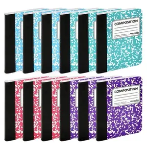 Mini Composition Notebook 4 Pack - Pocket-Sized Marble Cover Notebooks in Black Blue Green & Red - 120 Lined Pages 4.5 x 3.25 Inches for Daily Notes & Homework