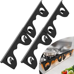 Stainless Steel Stove Gap Covers, Stove Gap Filler for Kitchen, Range Trim Kit for Counter Sink, Adjustable Length 13.8" to 27.5" Heat Resistant Stove Guard Between Stove & Countertop, Black ( 2 PCS)