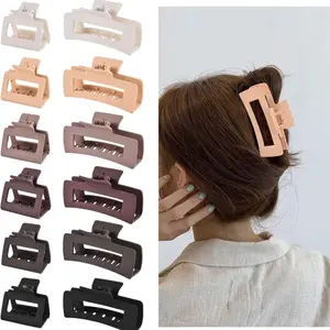 12 Pcs Rectangle Clips, Accessories for Women and Girls, Including 6 Pcs 4 Inch Large Clips for Thick Hair and 6 Pcs 2 inch Small Clips for Thin Hair (Neutral)