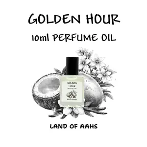 GOLDEN HOUR 10ml Perfume Oil - Roll On Rollerball Fragrance Bourbon Mango Coconut Water Vanilla Brown Sugar Matcha Tea Amber Star Jasmine Tonka Bean Sandalwood White Musk Peru Balsam Foodie Gourmand Spring Summer Scent
