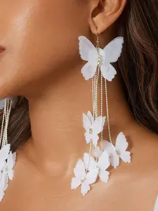 Beautiful Butterfly Long Earrings, Beach Vacation Daily Wear, Casual Style, Zinc Alloy Material, All Seasons Accessory