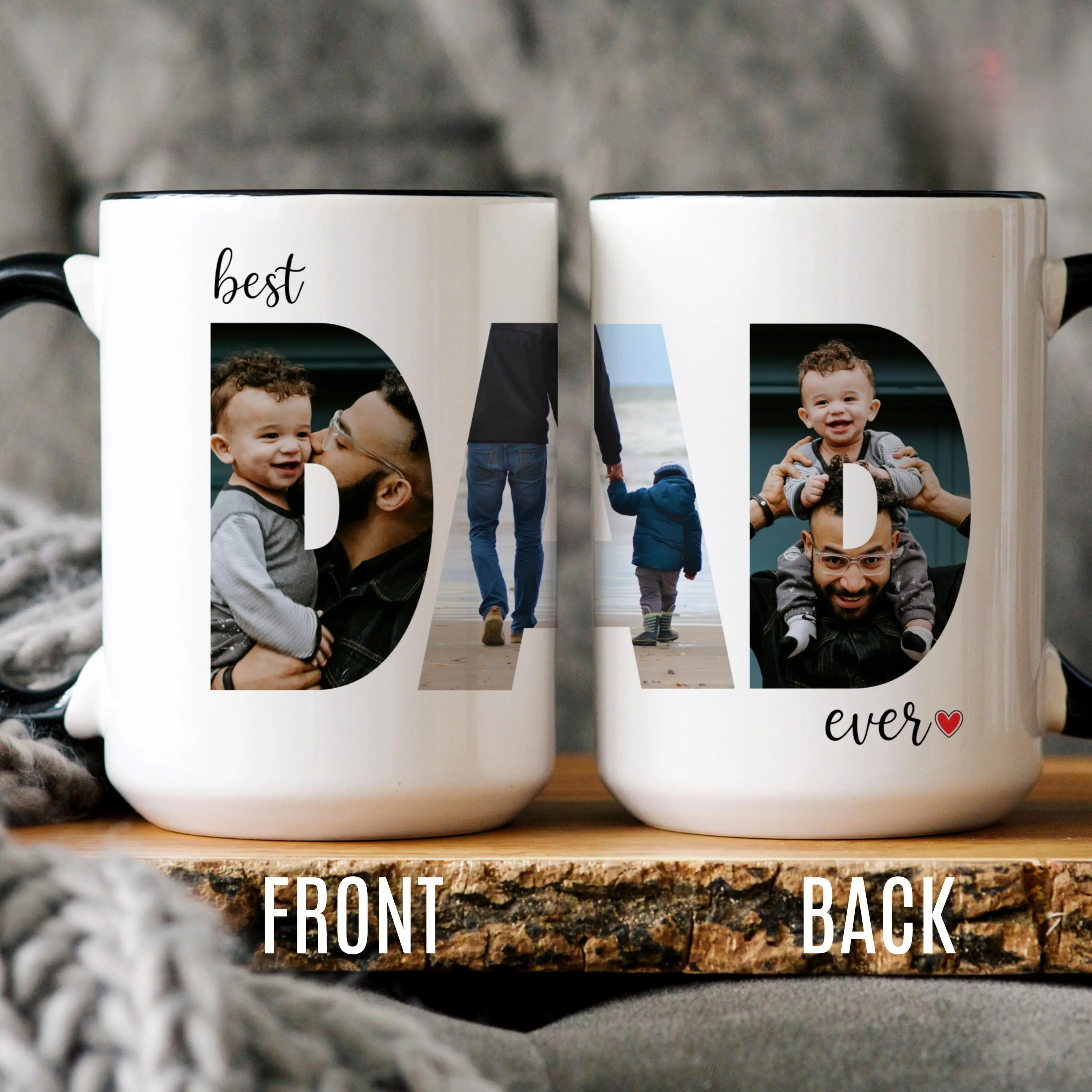 Personalized Photo Mug For Dad, Custom Fathers Day Cup, Photo Collage Mug, Dad Birthday Gift, Father Gift From Son Daughter Wife, Dad Mug, Father's Day Gifts