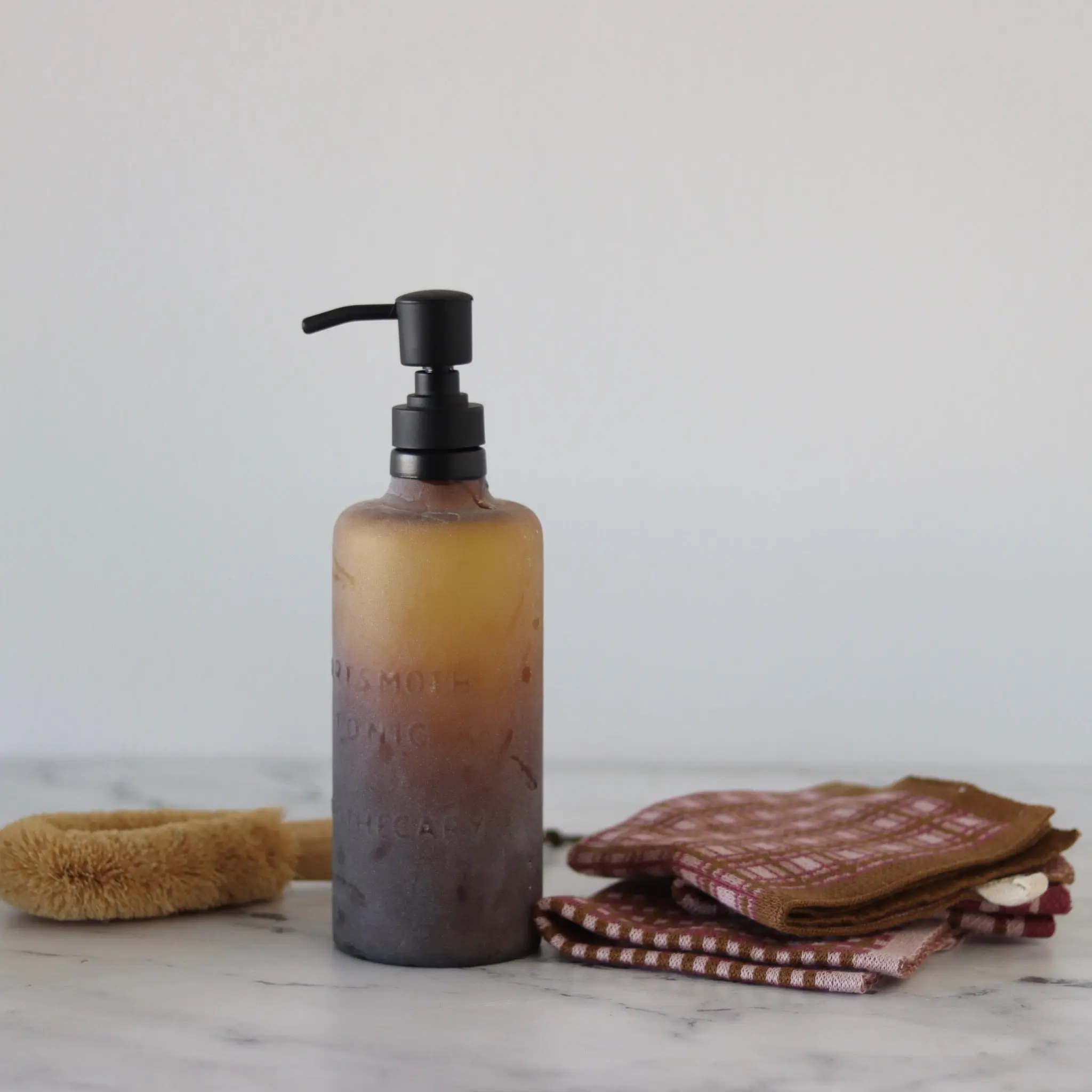 Frosted Amber Apothecary Soap Dispenser