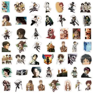 50 Classic Anime Attack on Titan Cartoon Stickers, Luggage Cup Fridge Phone Laptop Skateboard Decals, Fun and Unique Decorations