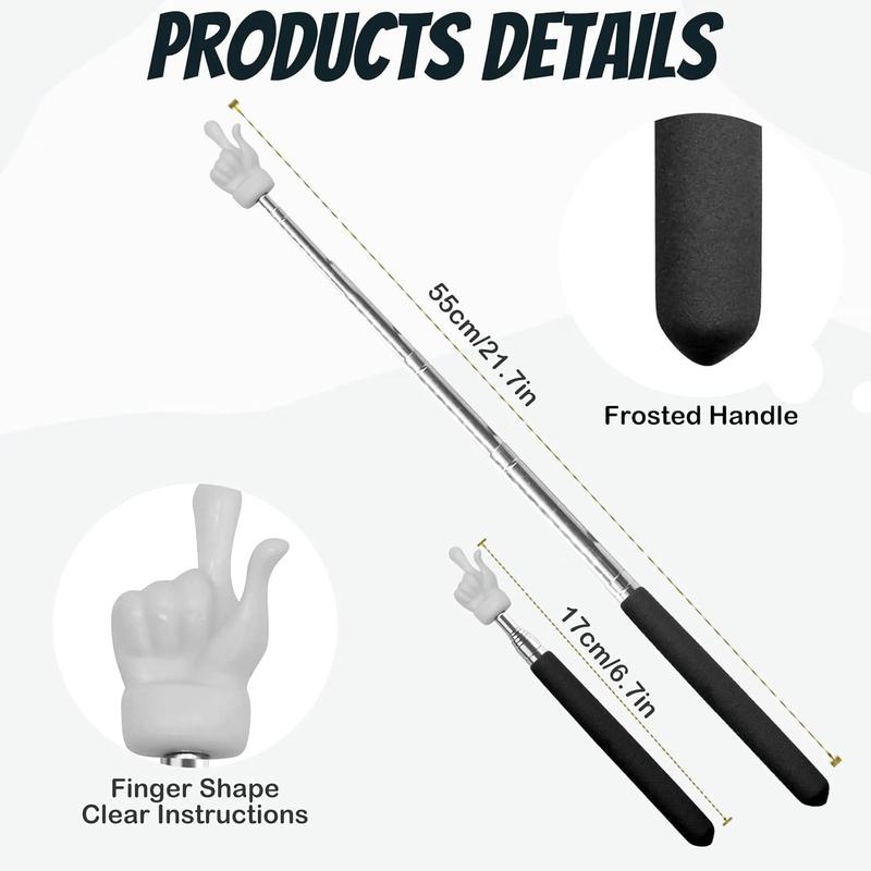 2Pcs Telescopic Teachers Pointer, Extendable Hand Pointer Finger Pointer Stick (Black)