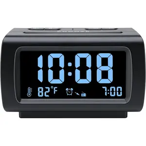 Clock Radios for Bedrooms with  Backup, Large Big Numbers with Dimmer Wheel, USB Port, Bedside Digital FM Radio with Sleep Timer, Temperature, Adjustable Volume, Snooze