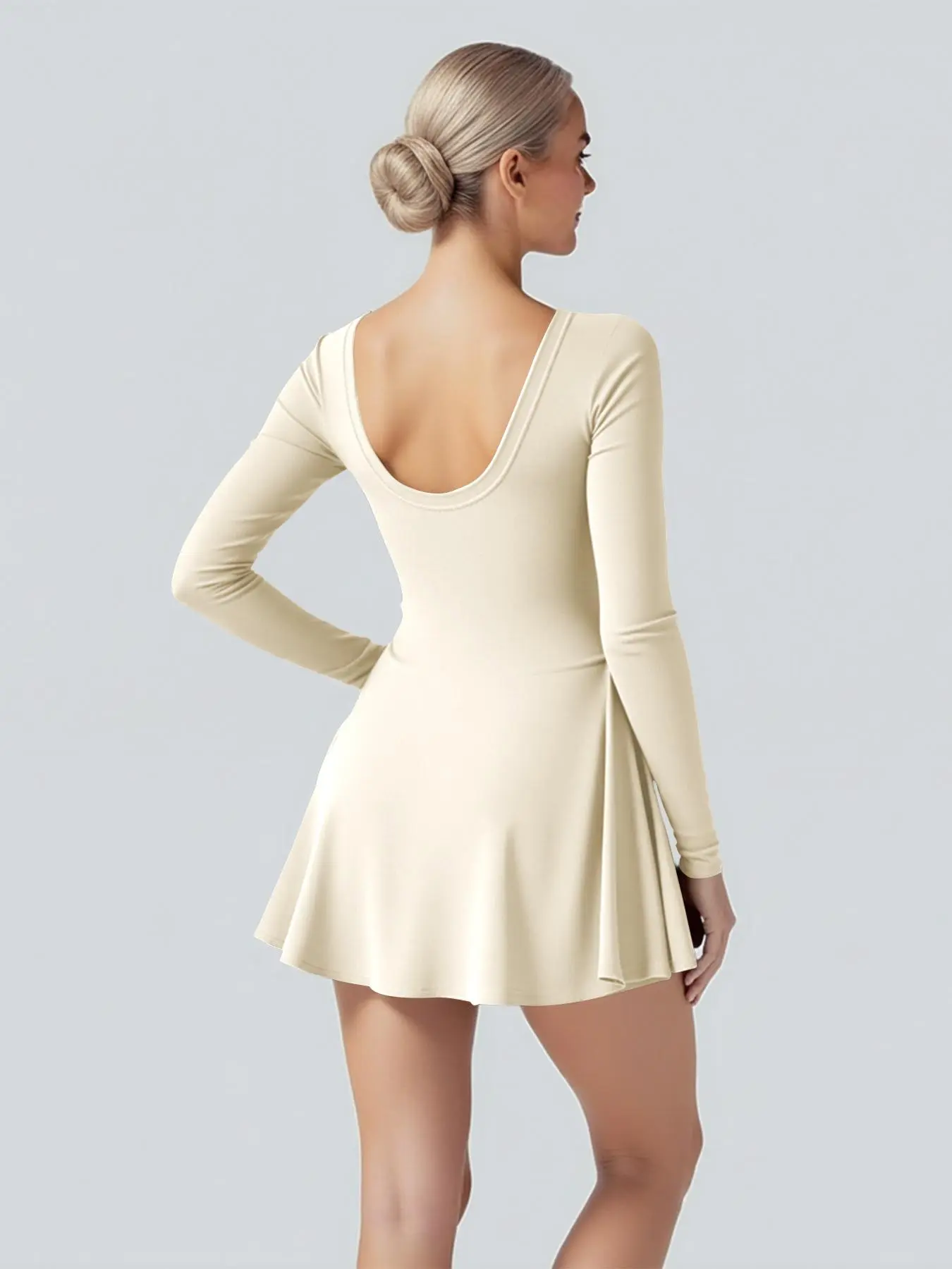 Vitalinovo Female Long-Sleeve Activewear Dress - High-Neck Solid Workout  Athletic Dress with Wrap Skirt, Built-In Shorts, 92% Nylon 8% Elastane,  Machine Washable for Tennis, Golf - TikTok Shop