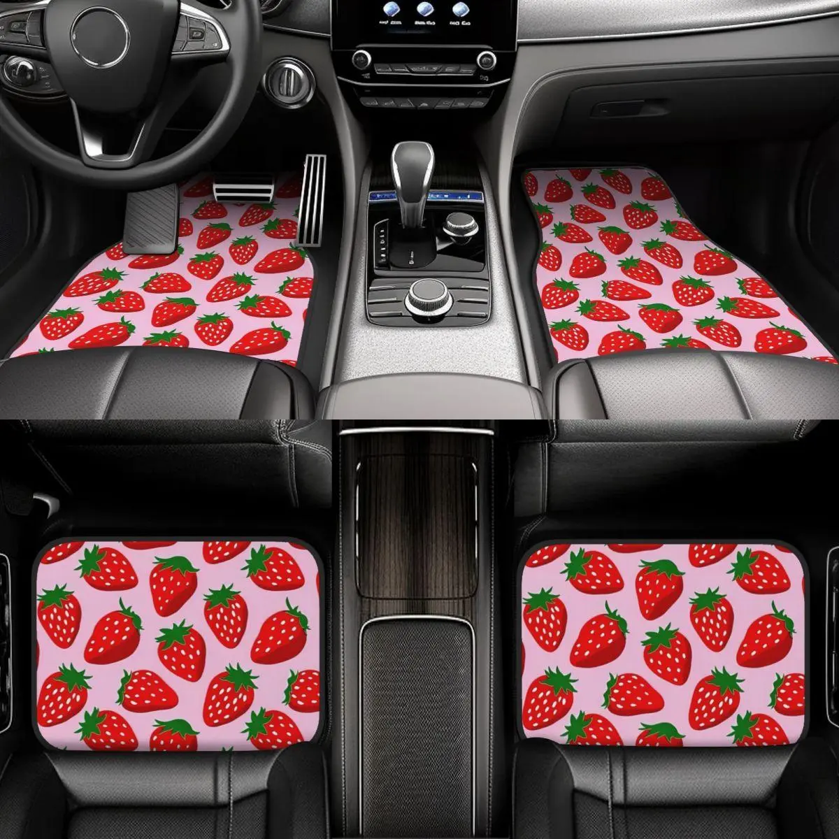 Strawberry Pattern Car Floor Mat, Universal Car Interior Accessories, Durable Non-slip Car Floor Mat, Suitable for Cars, Sedan, SUV and Van, Floor Mats for Car, Car Accessory