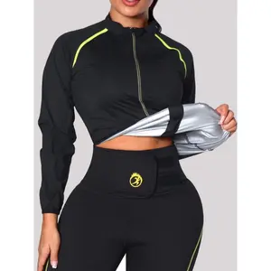 Sauna Suit Women Waist Trainer Workout Gym Sweat Long Sleeve Womens Jacket for Fitness Running