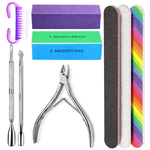 Manicure Nail Files Kit,Emery Boards for Nails,Nail File and Buffer Set,Cuticle Clipper & Pusher, Nail Brush,Complete Nail Kit with Buffer for Salon Nail Art springtok