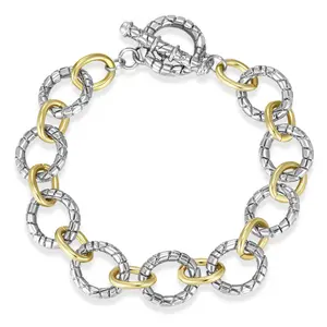 Mytys Elegant Two-Tone Chain Bracelet – Sleek Links with Circle Accents for Modern Women Jewerly Gift Non Tarnish Jewelry