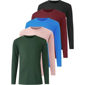 5 Pack: Youth Boys Long Sleeve Shirts Dry Fit Athletic T Shirts For Teens Kids Performance Activewear Tops Tees