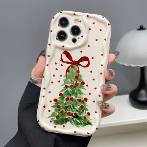 Christmas Green Christmas Tree Phone Case Red Bow TPU Soft Case Anti-drop Protection Holiday Choice Suitable for Apple Series iPhone 17 16 15 14 13 12 11 PRO MAX PLUS,AIR and iPhone X XS MAX Seasonal Protection,,Holiday Theme,Gift BuyerHoliday Accessories