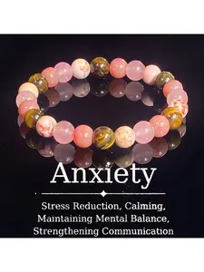 Anxiety Relief Crystal Beaded Bracelet  Natural Stones for Stress Management, Mental Clarity and Confident Communication Perfect for Daily Wear & Meditation