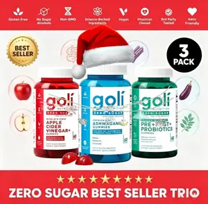 Zero Sugar Trio Gummies | 3-in-1 Pre Post Probiotic, ACV, Ashwagandha & L-Theanine with Vitamins | Vegan & Non-GMO