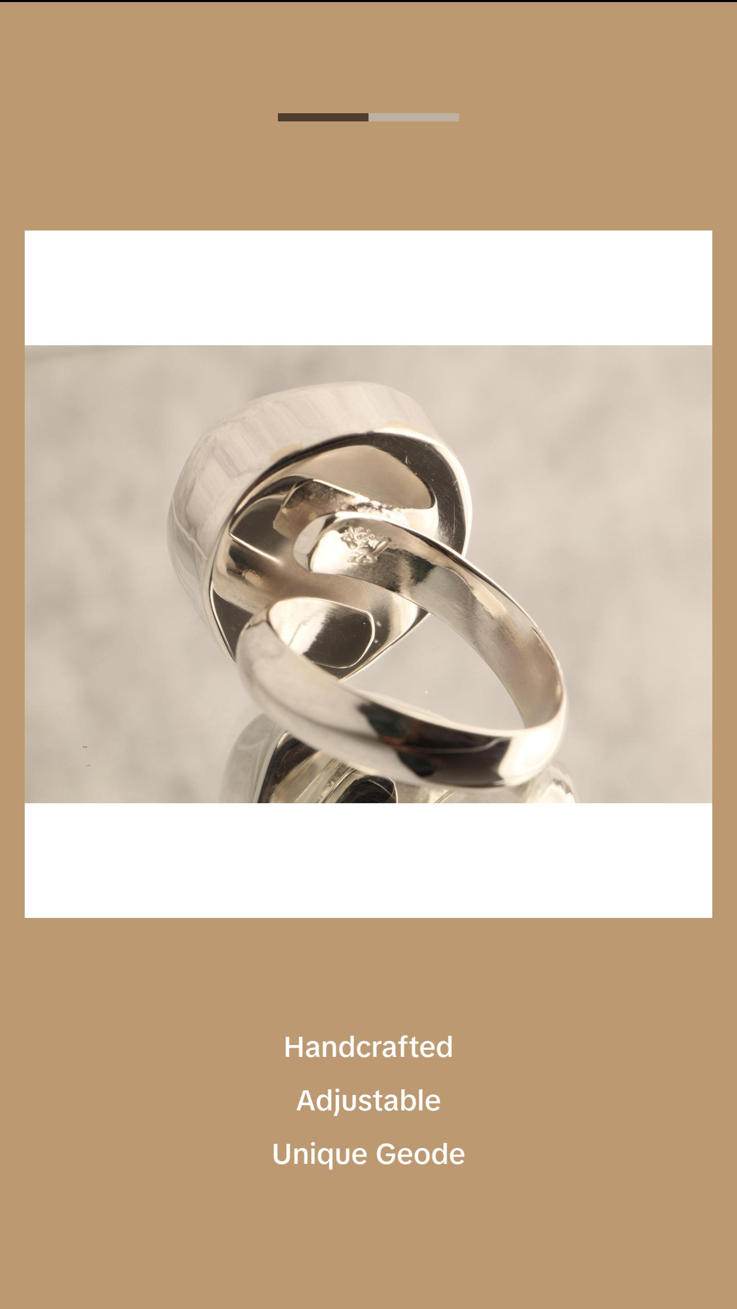 Earth's Heart - Geode 925 Sterling Silver Adjustable Ring