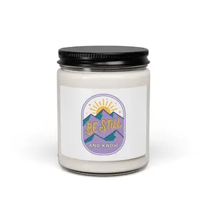 Christian Faith Soy Jar Candle - Be Still and Know, Colorful Rainbow Scripture Design, Aroma-Filled, Cozy Home Decor Decoration